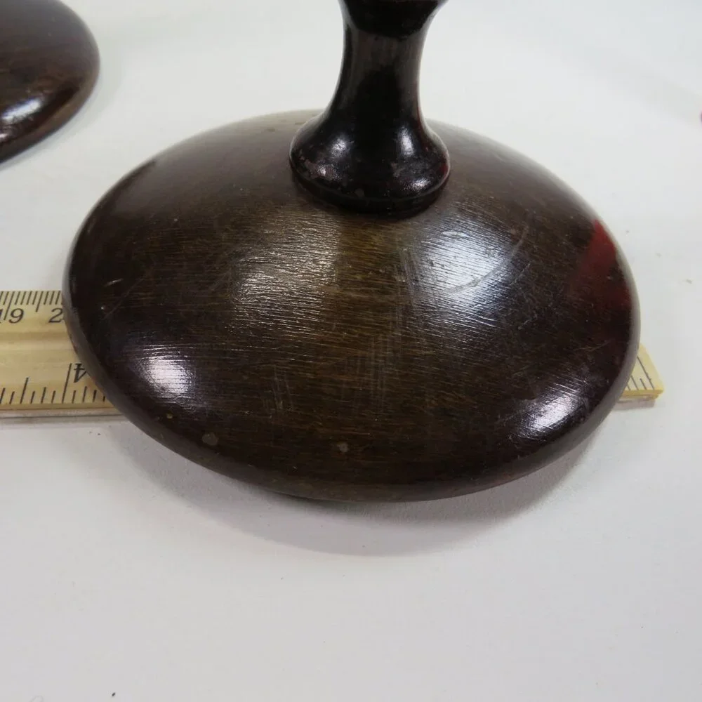 Dark Real Wood Candlesticks Vintage 9